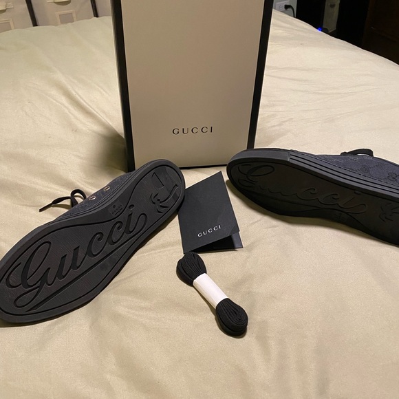 100% Authentic Gucci shoes size 9 perfect condition black canvas - Picture 4 of 12